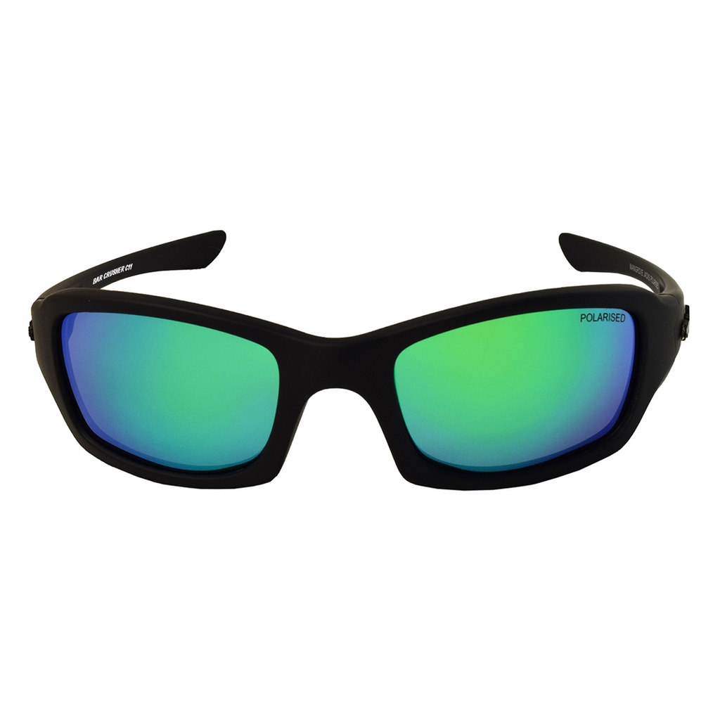 Mangrove Jacks Bar Crusher C11 Matte Black / Green Revo Polarised Lenses_17469