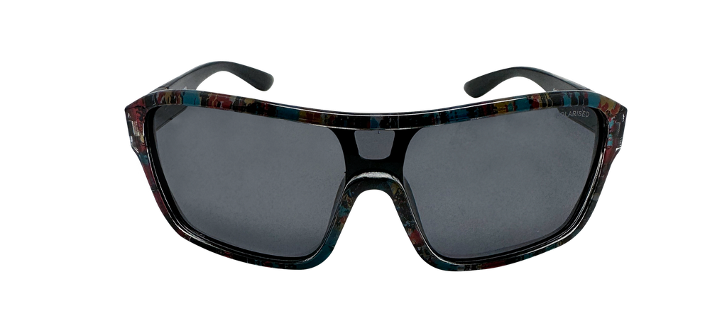 Mangrove Jacks Byron C6 Crystal Blue Print w Black Back Spray / Smoke Polarised Lenses_17550