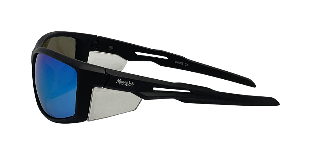 Mangrove Jacks - Mangrove Jacks Cadiz C8 Matte Black / Ice Blue Revo Polarised Lenses