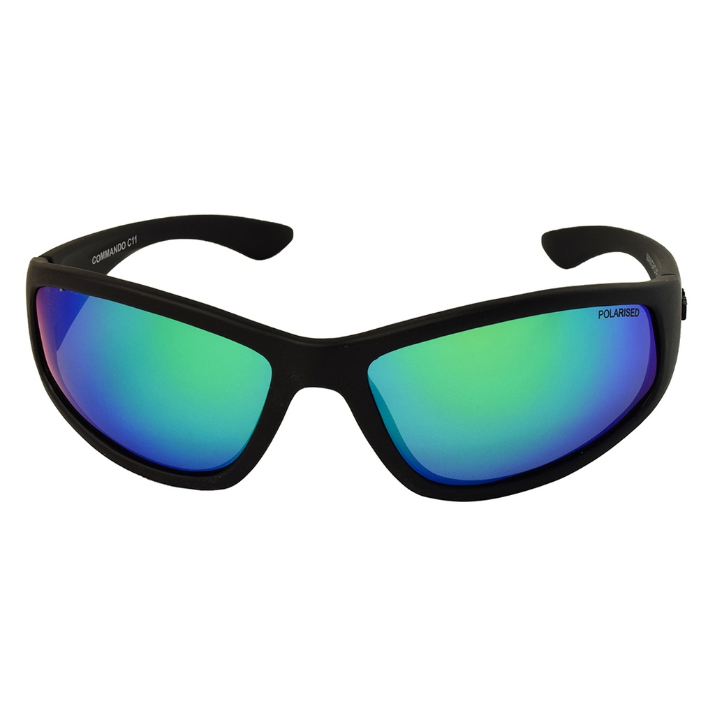 Mangrove Jacks - Mangrove Jacks Commando C11 Matte Black / Green Revo Polarised Lenses