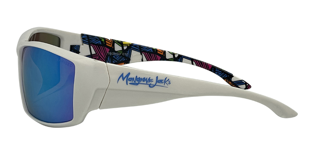 Mangrove Jacks Tromso C10 Shiny White / Ice Blue Revo Polarised Lenses_18189