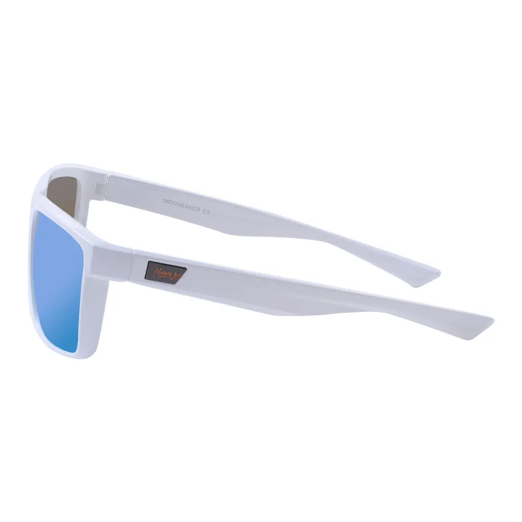 Mangrove Jacks Moonraker C9 Shiny White / Ice Blue Revo Mirror Polarised Lenses_6517