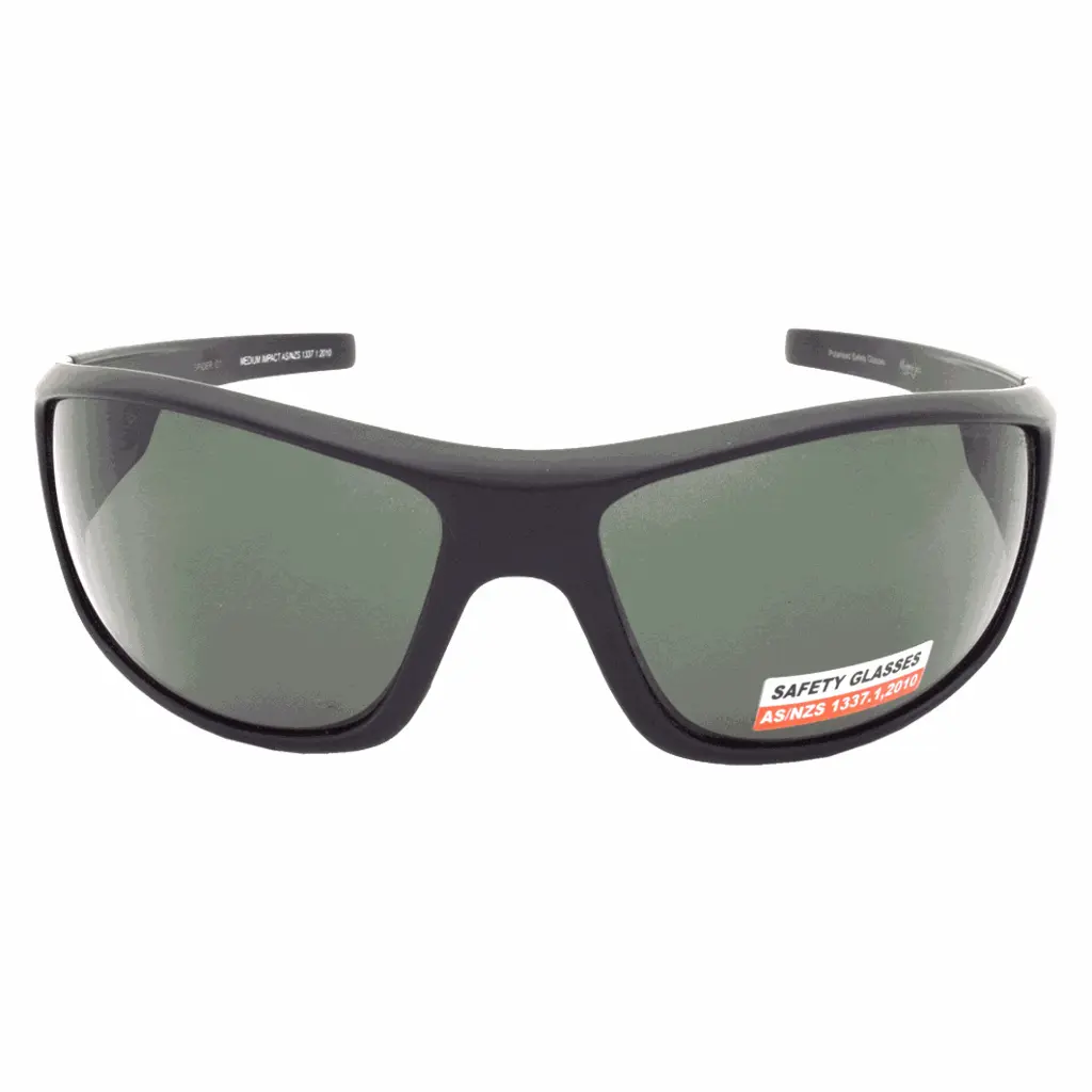 Mangrove Jacks Spider Safety Glasses C1 Black / Smoke Polarised Lenses_6580