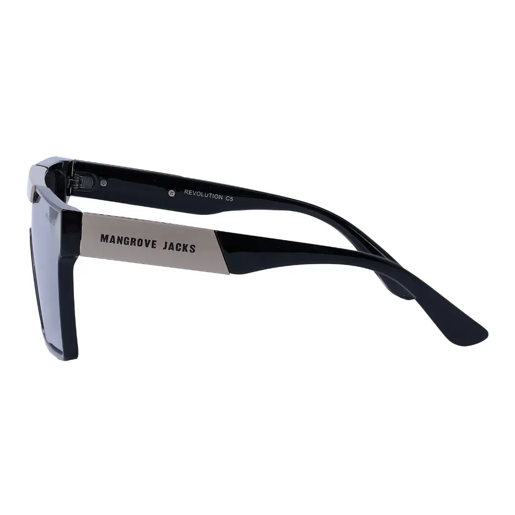 Mangrove Jacks Revolution C5 Shiny Black w Shiny Silver / Silver Flash Mirror Polarised Lenses_6734