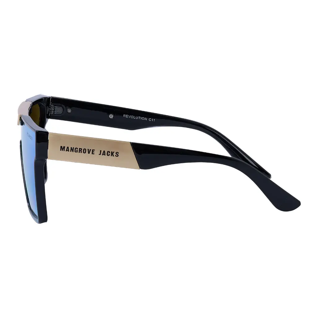 Mangrove Jacks Revolution C11 Shiny Black w Shiny Gold / Green Revo Polarised Lenses_6752