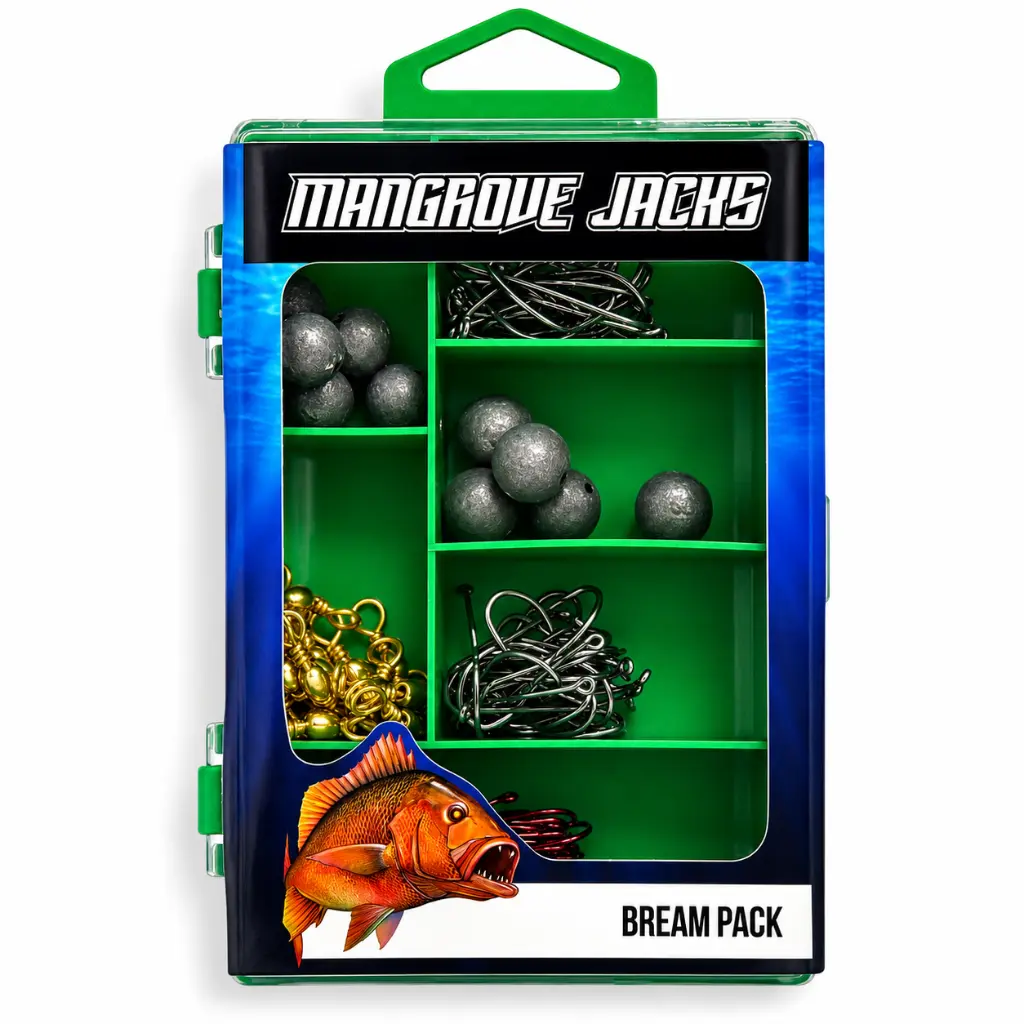 Mangrove Jacks Bream Fishing Pack | Hooks, Swivels, Sinkers in Compact Tackle Box