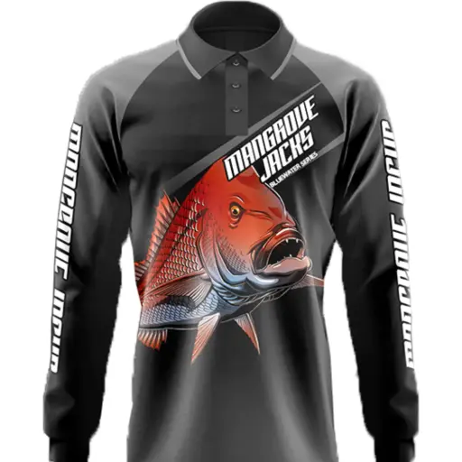 [9337217007371] Mangrove Jacks Fishing Shirt  (Black, S, Snapper)