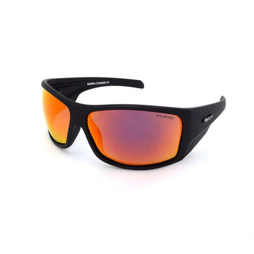 [9337217024347] Mangrove Jacks Barra Chaser C3 Matte Black / Red Revo Polarised Lenses