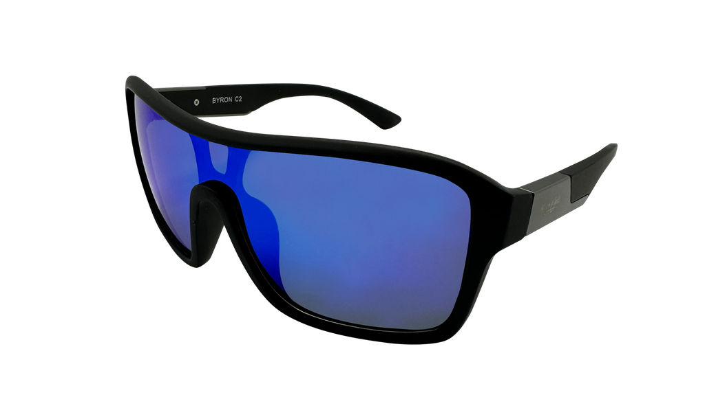 Mangrove Jacks Byron C2 Matte Black / Smoke With Ice Blue Revo Polarised Lenses