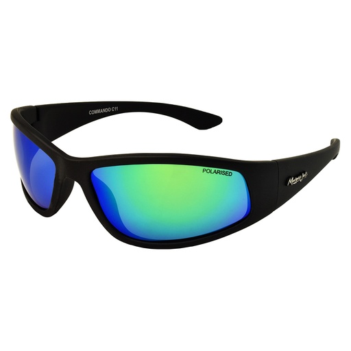 [9337217023876] Mangrove Jacks Commando C11 Matte Black / Green Revo Polarised Lenses