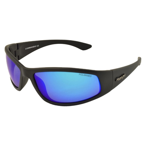 [9337217023838] Mangrove Jacks Commando C2 Matte Black / Blue Revo Polarised Lenses