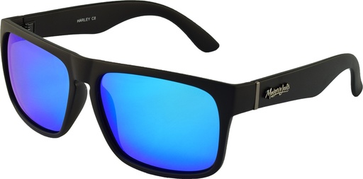 [9340457021151] Mangrove Jacks Harley C8 Matte Black / Ice Blue Revo Polarised Lenses