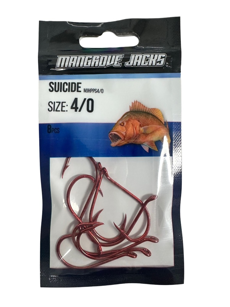 Mangrove Jacks Suicide Hook Red | Size 4/0 | 8 Pack