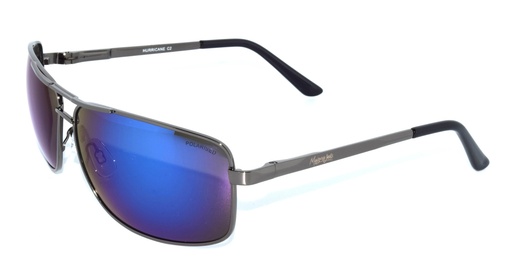 [9337217014003] Mangrove Jacks Hurricane C2 Shiny Dark Gunmetal / Blue Revo Polarised Lenses