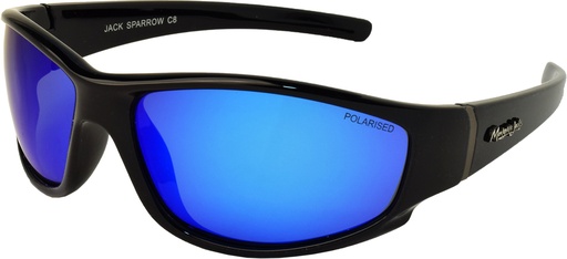 [9340457018601] Mangrove Jacks Jack Sparrow C8 Black / Ice Blue Revo Polarised Lenses