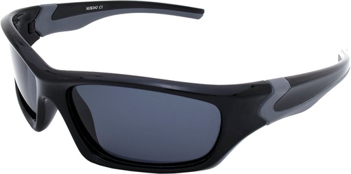 [9337217034391] Mangrove Jacks Kids MJK042 C1 Black & Grey Rubber / Smoke Polarised Lenses