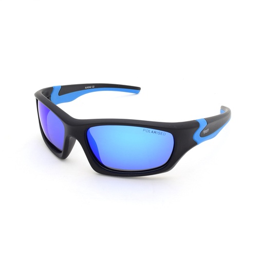 [9337217034407] Mangrove Jacks Kids MJK042 C2 Black & Blue Rubber / Purple Revo Polarised Lenses