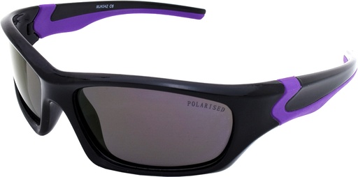 [9337217034445] Mangrove Jacks Kids MJK042 C6 Black & Purple Rubber / Purple Revo Polarised Lenses