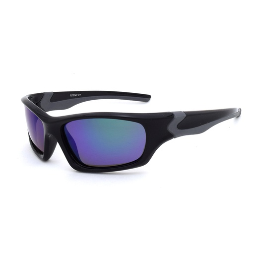 [9337217034452] Mangrove Jacks Kids MJK042 C7 Black & Grey Rubber / Green Revo Polarised Lenses