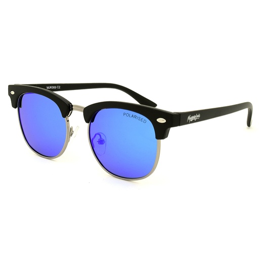 [9337217025221] Mangrove Jacks Kids MJK069 C2 Matte Black & Light Gunmetal / Blue Mirror Polarised Lenses