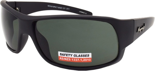 [9337217001348] Mangrove Jacks Layback Safety Glasses C1 Black / Smoke Polarised Lenses