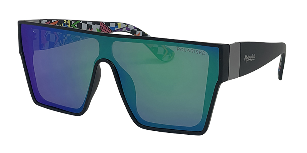 Mangrove Jacks Live and Let Live C11 Matte Black / Green Revo Polarised Lenses