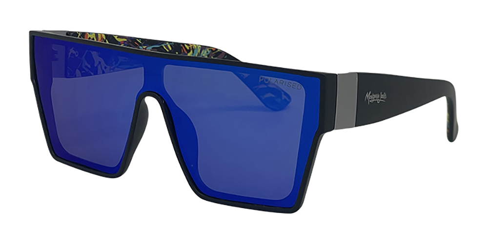 Mangrove Jacks Live and Let Live C2 Matte Black / Blue Revo Polarised Lenses