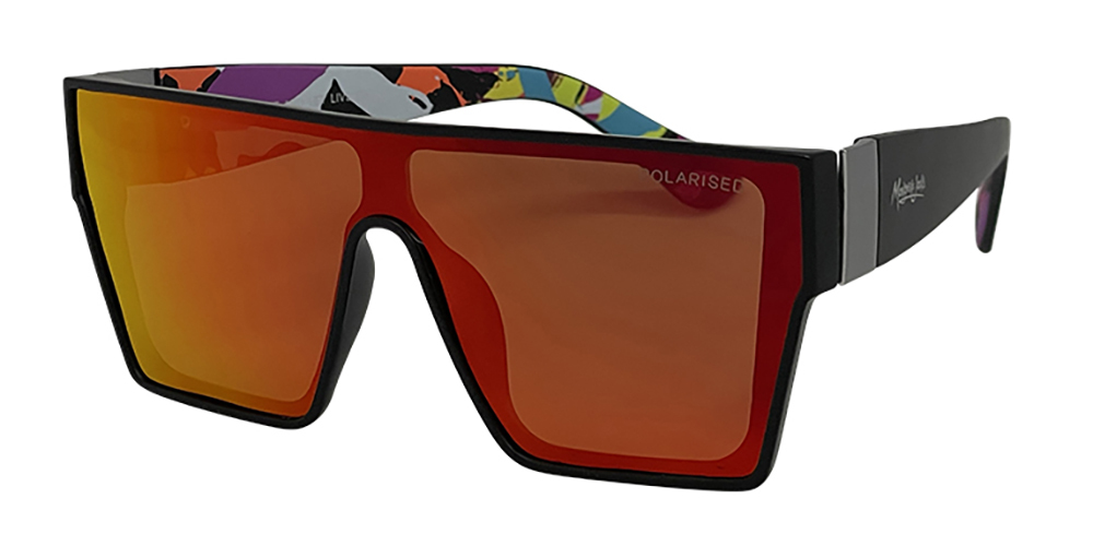 Mangrove Jacks Live and Let Live C3 Matte Black / Red Revo Polarised Lenses