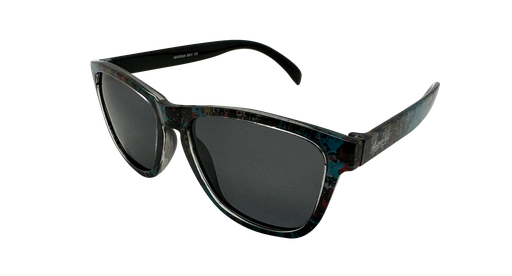 [9337217028451] Mangrove Jacks Marina Bay C6 Crystal Blue Print w Black Back Spray / Smoke Polarised Lenses