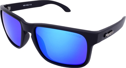 [9337217013341] Mangrove Jacks Ned Kelly C2 Matte Black / Blue Revo Polarised Lenses