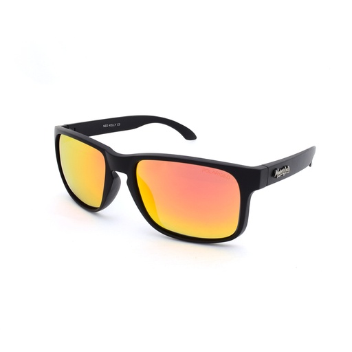 [9340457011862] Mangrove Jacks Ned Kelly C3 Matte Black / Red Revo Polarised Lenses