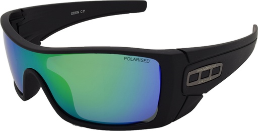 [9337217002369] Mangrove Jacks Oden C11 Matte Black / Smoke w Green Revo Polarised Lenses