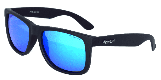 [9340457013606] Mangrove Jacks Peg Leg C8 Matte Black / Ice Blue Revo Polarised Lenses