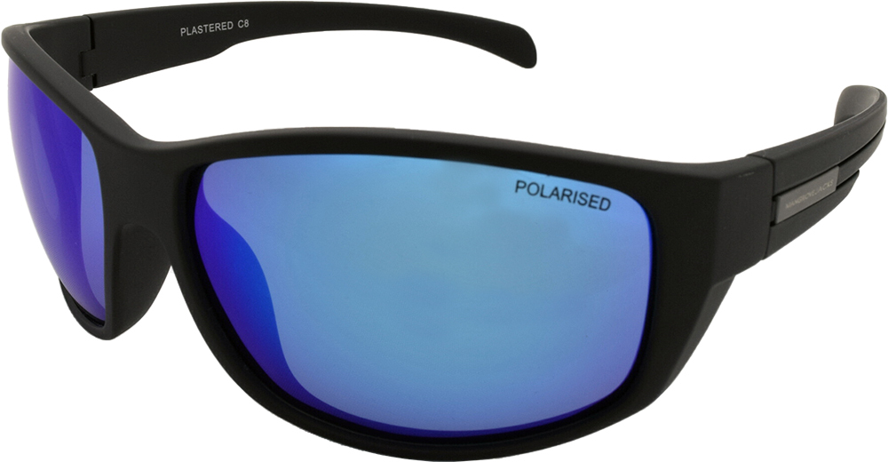 Mangrove Jacks Plastered C8 Matte Black / Ice Blue Revo Polarised Lenses