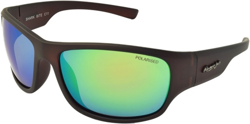 [9340457019721] Mangrove Jacks Shark Bite C11 Matte Crystal Dark Brown / Green Revo Polarised Lenses