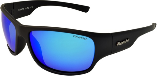 [9340457019714] Mangrove Jacks Shark Bite C8 Matte Black / Ice Blue Revo Polarised Lenses