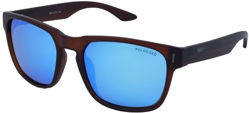 [9340457020390] Mangrove Jacks Sin City C8 Matte Crystal Dark Brown / Ice Blue Revo Polarised Lenses