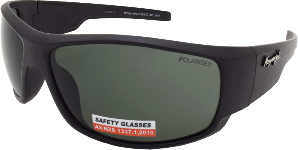 Mangrove Jacks Spider Safety Glasses C1 Black / Smoke Polarised Lenses