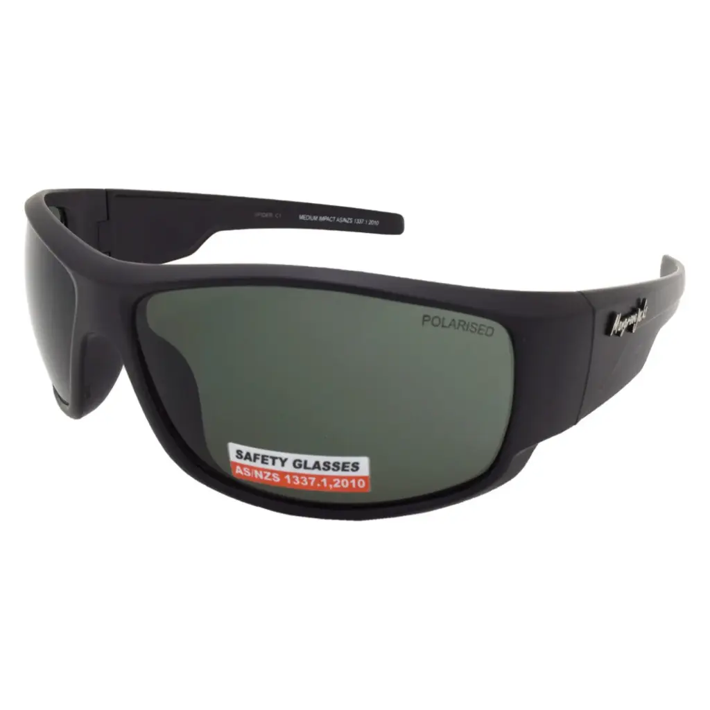 Mangrove Jacks Spider Safety Glasses C1 Black / Smoke Polarised Lenses