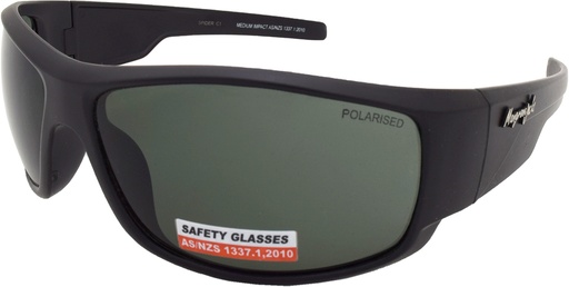 [9337217001324] Mangrove Jacks Spider Safety Glasses C1 Black / Smoke Polarised Lenses