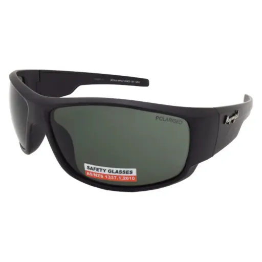 [9337217001324] Mangrove Jacks Spider Safety Glasses C1 Black / Smoke Polarised Lenses