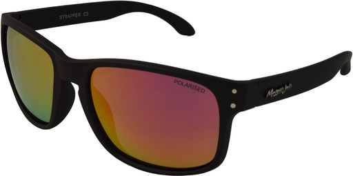 [9340457019554] Mangrove Jacks Strapper C3 Matte Black / Black Red Revo Polarised Lenses
