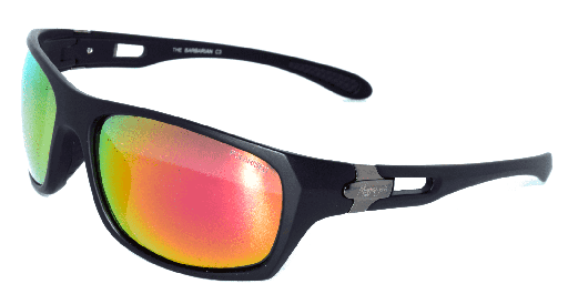 [9340457012869] Mangrove Jacks The Barbarian C3 Matte Black / Red Revo Polarised Lenses