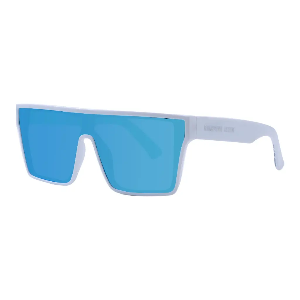 Mangrove Jacks Thunderball C9 Shiny White / Ice Blue Revo Mirror Polarised Lenses