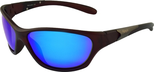 [9340457021168] Mangrove Jacks Trojan C8 Matte Crystal Dark Brown / Ice Blue Revo Polarised Lenses
