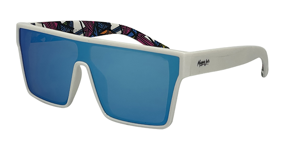 Mangrove Jacks What You Need C10 Shiny White / Ice Blue Revo Polarised Lenses